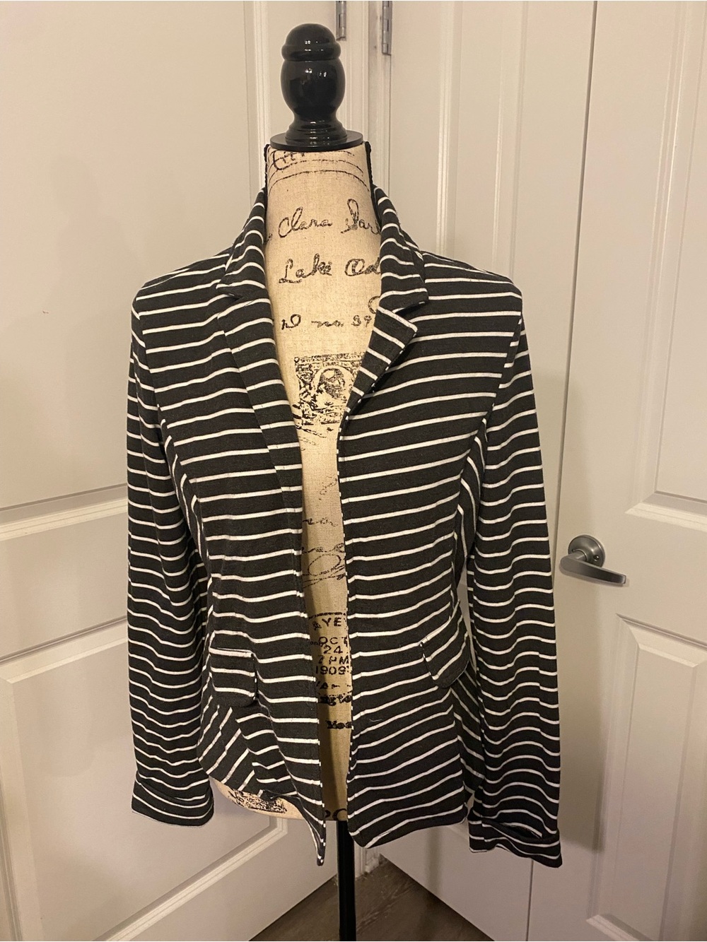 Kenar Black & White Striped Women's Blazer